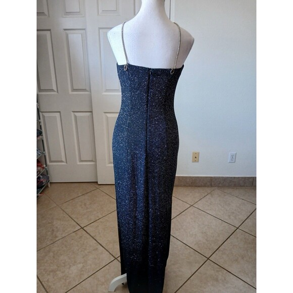 VTG 90s Dave & Johnny Maxi Dress Glitter   Rhinestone Straps 5/6 Formal Evening - Picture 6 of 16